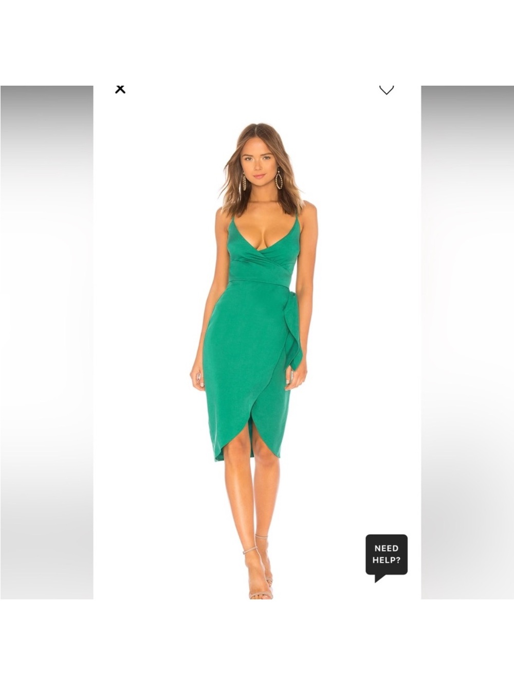Lovers + Friends Green Wrap Tulip Midi Dress